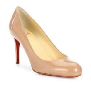 WOMEN LOUBOUTIN NEW SIMPLE 85 PATENT NUDE PUMPS/HEELS EU 40. New in box.